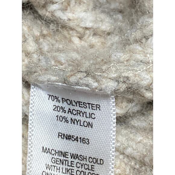 Andrew Marc NY Womens Beige Cable Waffle Knit Fleece Full Zip Sweater Top Size M - Picture 3 of 4